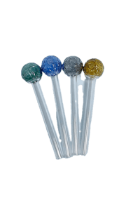 a set of colored glass bud sticks on a black background