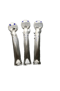 three silver pipes with blue eyes on a black background