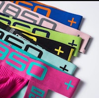 a row of colorful briefs with the word osso on them