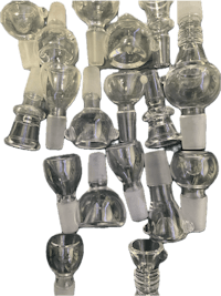 a group of clear glass pipes arranged on a black background