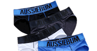 a set of four briefs with the word aussem on them