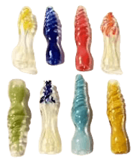 a group of colorful gummy bears on a white background