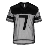 a black football jersey with the number seven on it