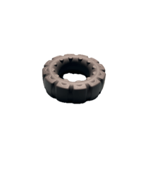 a black plastic ring on a black background