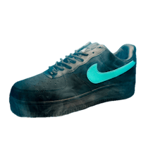 the nike air force 1 low is shown in black and teal